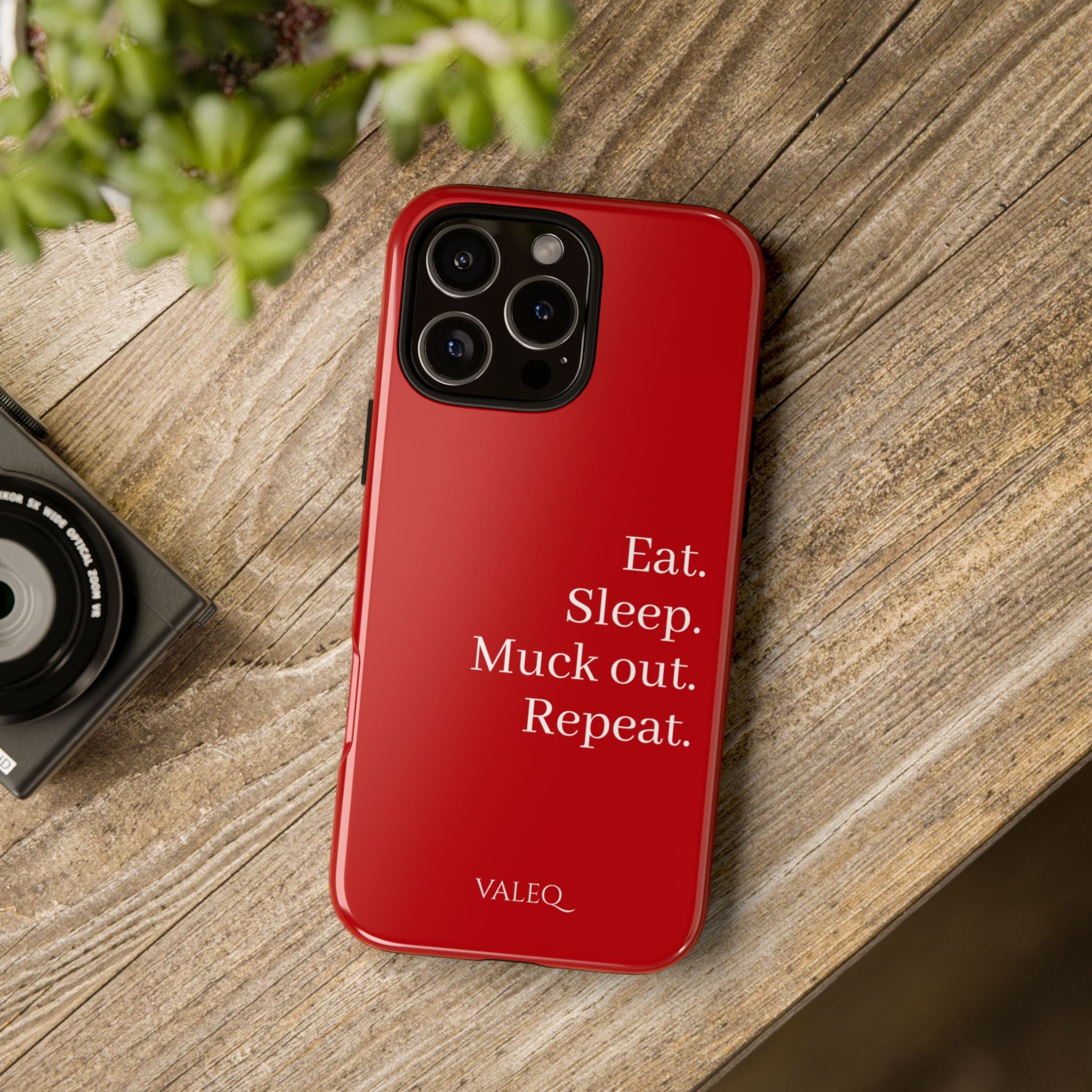Eat. Sleep. Muck out. Repeat. Red Protective Phone Case