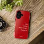 Eat. Sleep. Muck out. Repeat. Red Protective Phone Case
