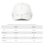 White cap with measurement chart on a white background