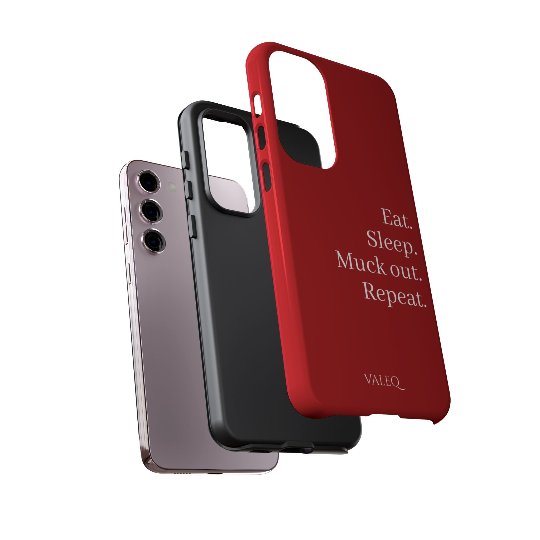 Eat. Sleep. Muck out. Repeat. Red Protective Phone Case