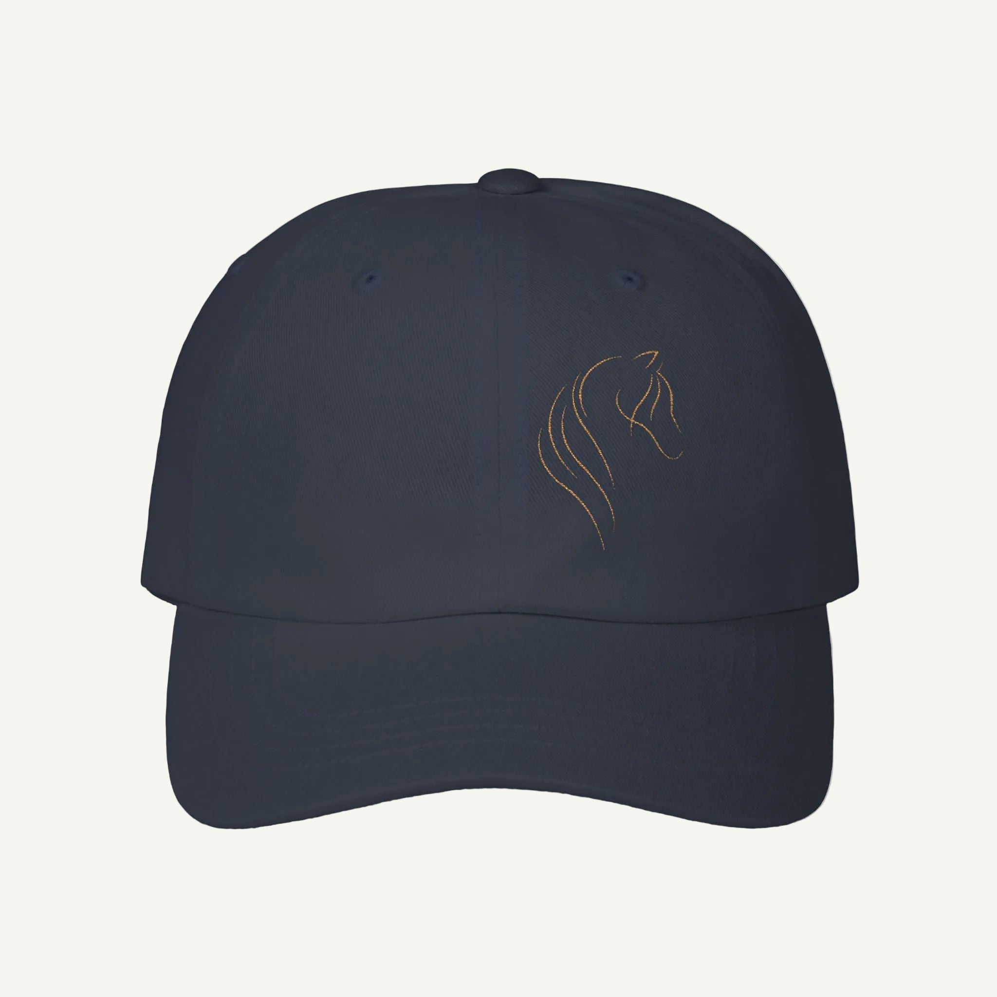Navy blue cap with a logo on a white background