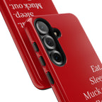 Eat. Sleep. Muck out. Repeat. Red Protective Phone Case