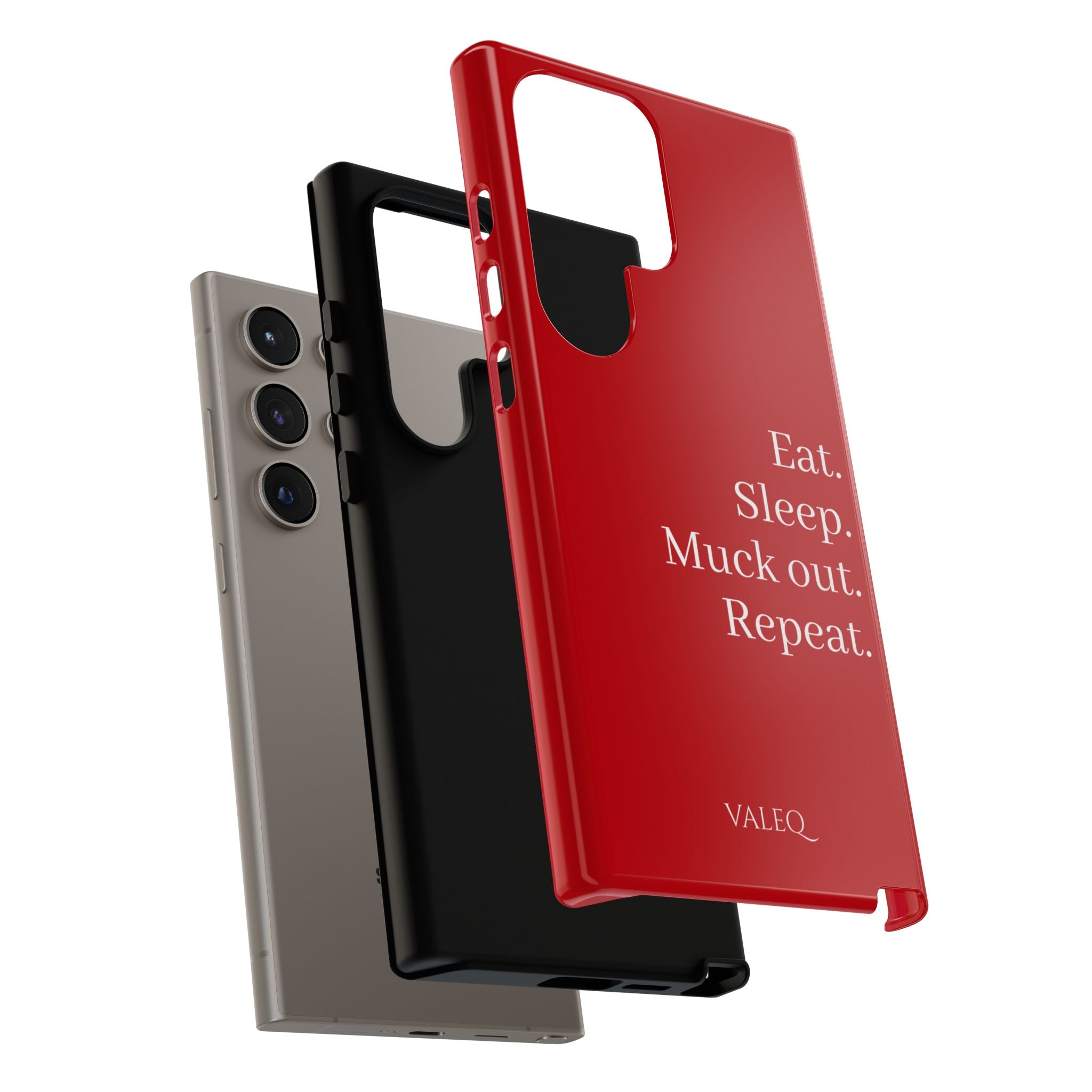 Eat. Sleep. Muck out. Repeat. Red Protective Phone Case