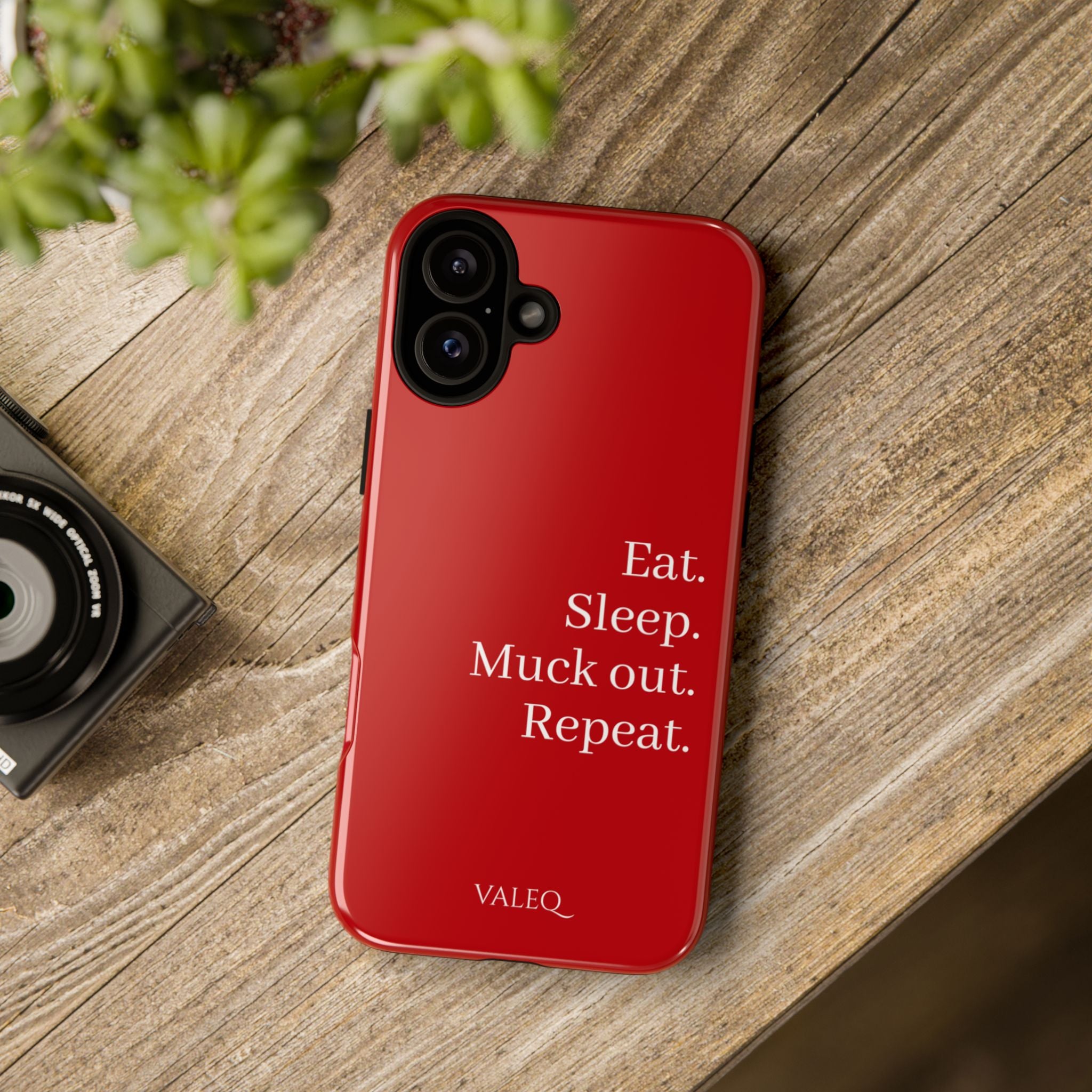 Eat. Sleep. Muck out. Repeat. Red Protective Phone Case