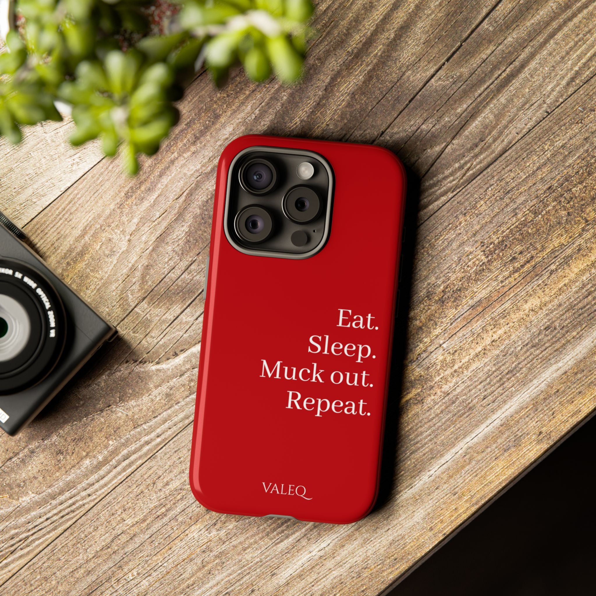 Eat. Sleep. Muck out. Repeat. Red Protective Phone Case