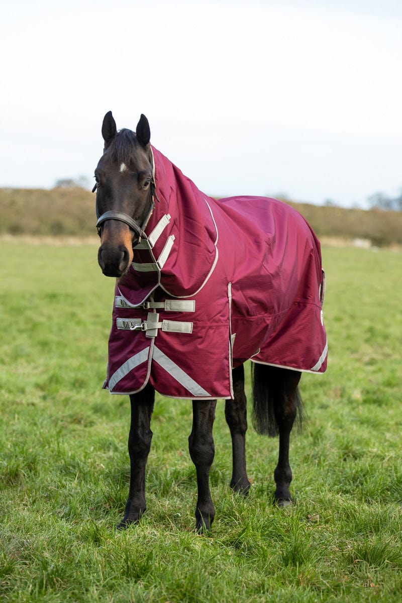 450g Ultimate Heavyweight Turnout Rug With Detachable Neck - Burgundy - VALEQ