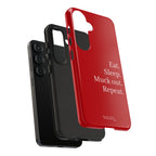 Eat. Sleep. Muck out. Repeat. Red Protective Phone Case