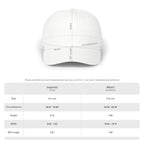 White cap with measurement chart on a white background