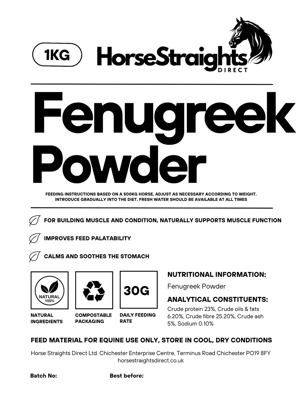 Fenugreek Powder for Horses Appetite & Condition Support