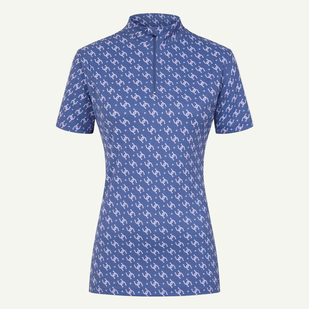 Cowgirl Technical Horse Tiding T-Shirt - Navy and Lilac - VALEQ