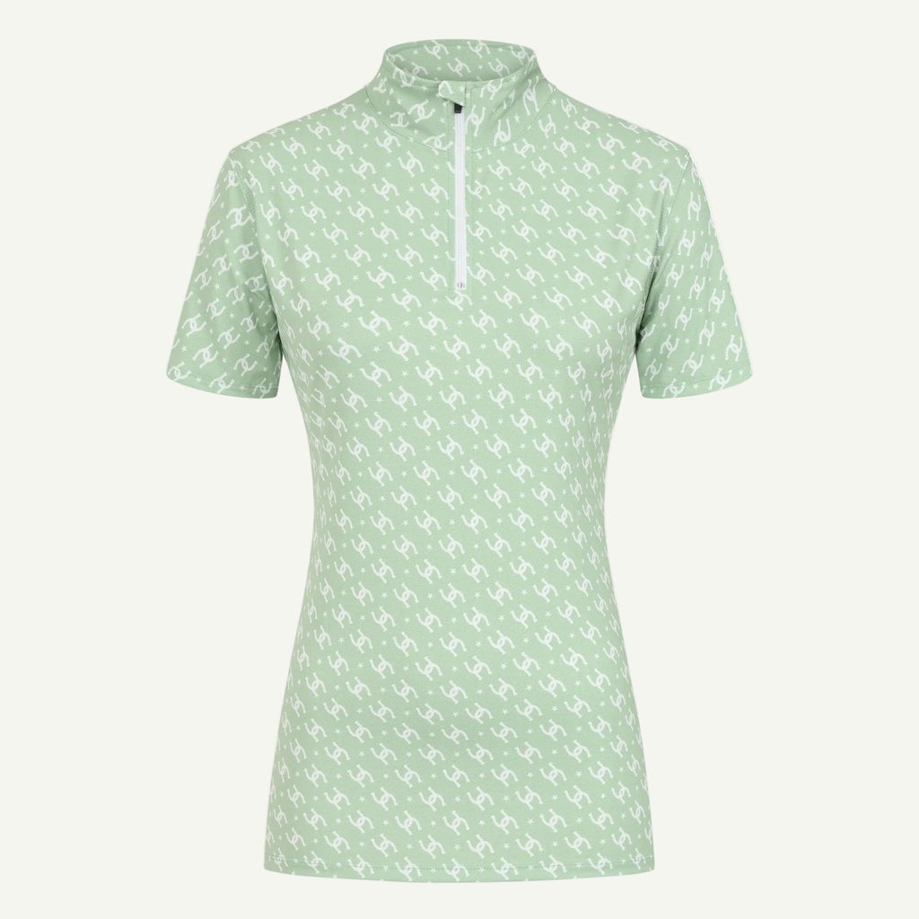 Cowgirl Technical Horse Tiding T-Shirt - Sage and White - VALEQ