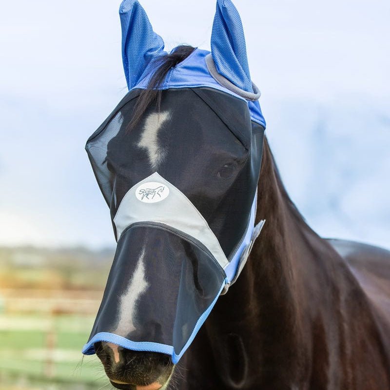 Horse Fly Mask With Nose - Cornflower - VALEQ