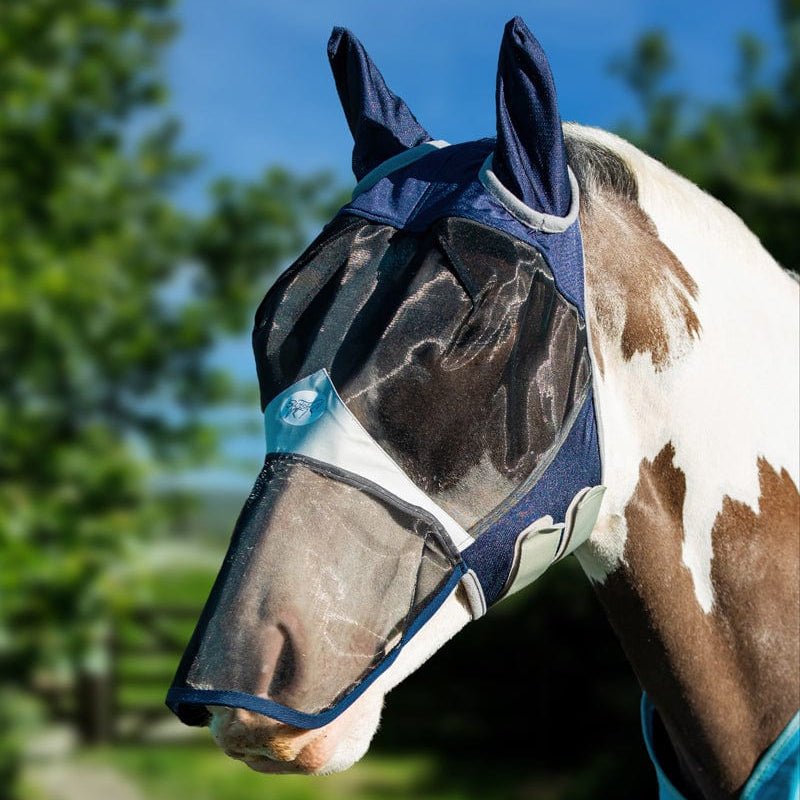 Horse Fly Mask With Nose - Navy - VALEQ