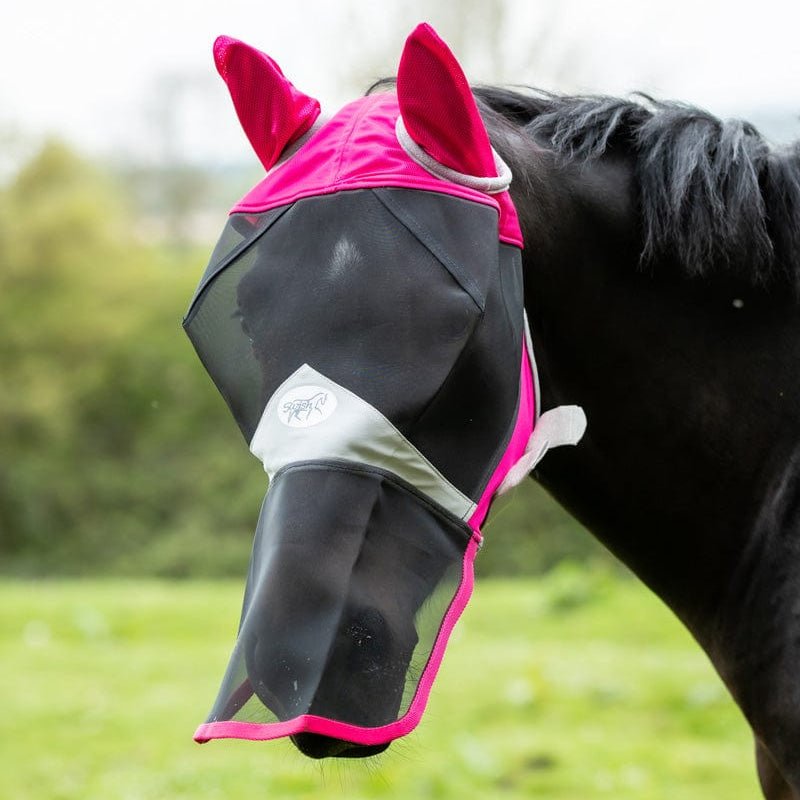 Horse Fly Mask With Nose - Pink - VALEQ