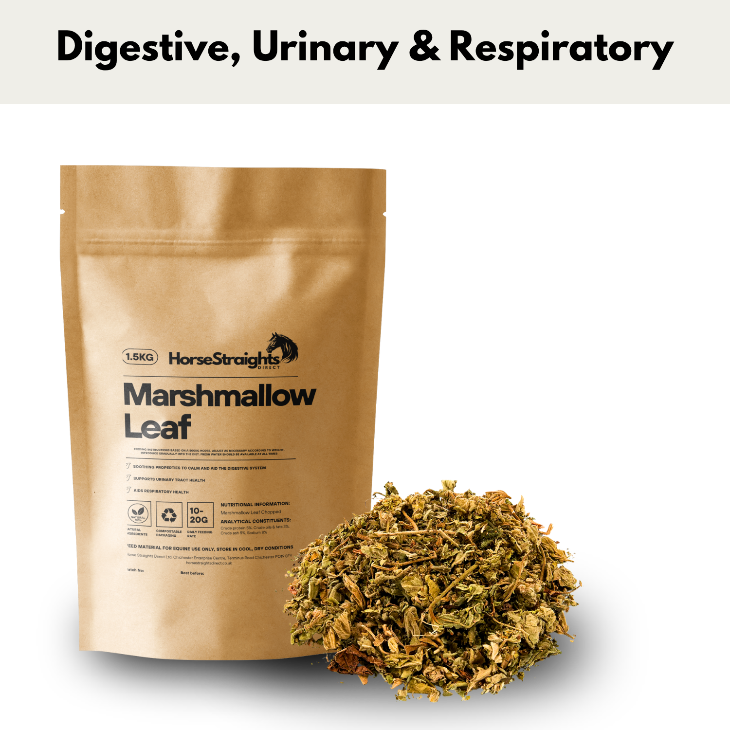 Chopped Marshmallow Leaf Natural Respiratory & Digestive Support