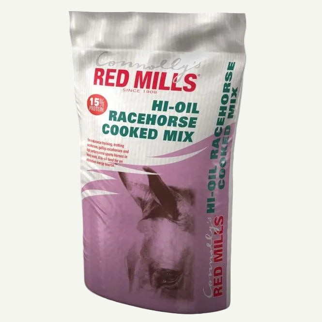 Red Mills Hi-Oil Racehorse Cooked Mix packaging on a white background