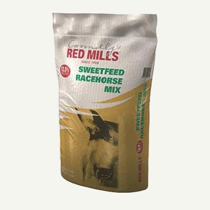 Bag of Red Mills Sweetfeed Racenhorse Mix on a white background