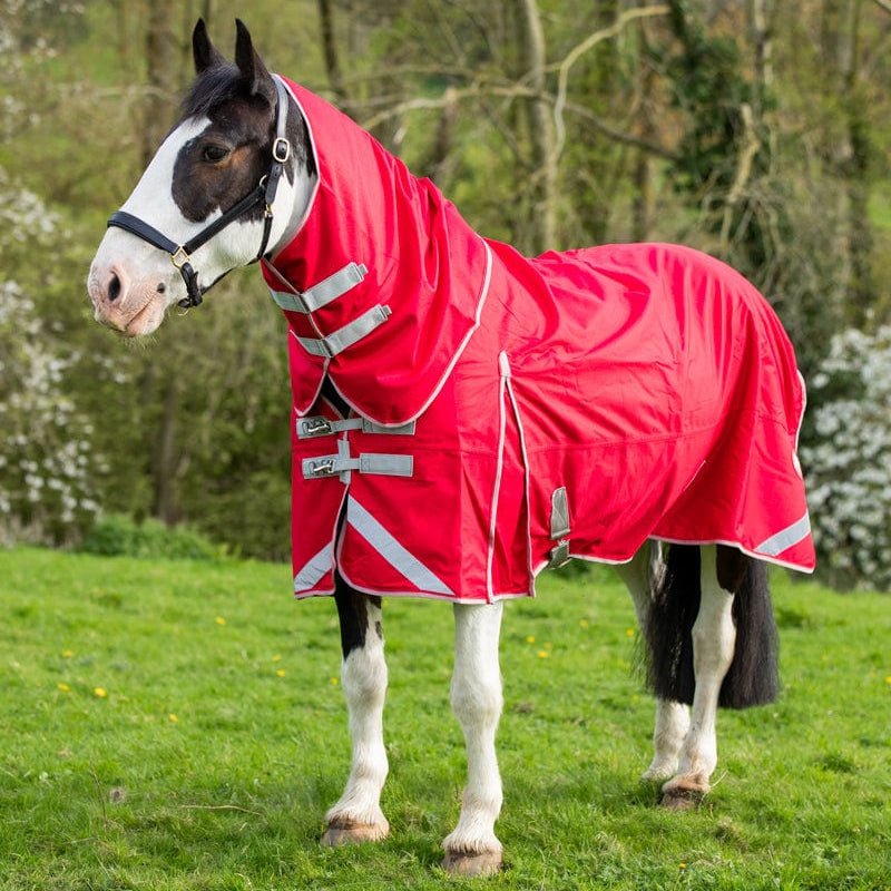 WIDE FIT 100g Detachable Neck Turnout Rug - Red - VALEQ